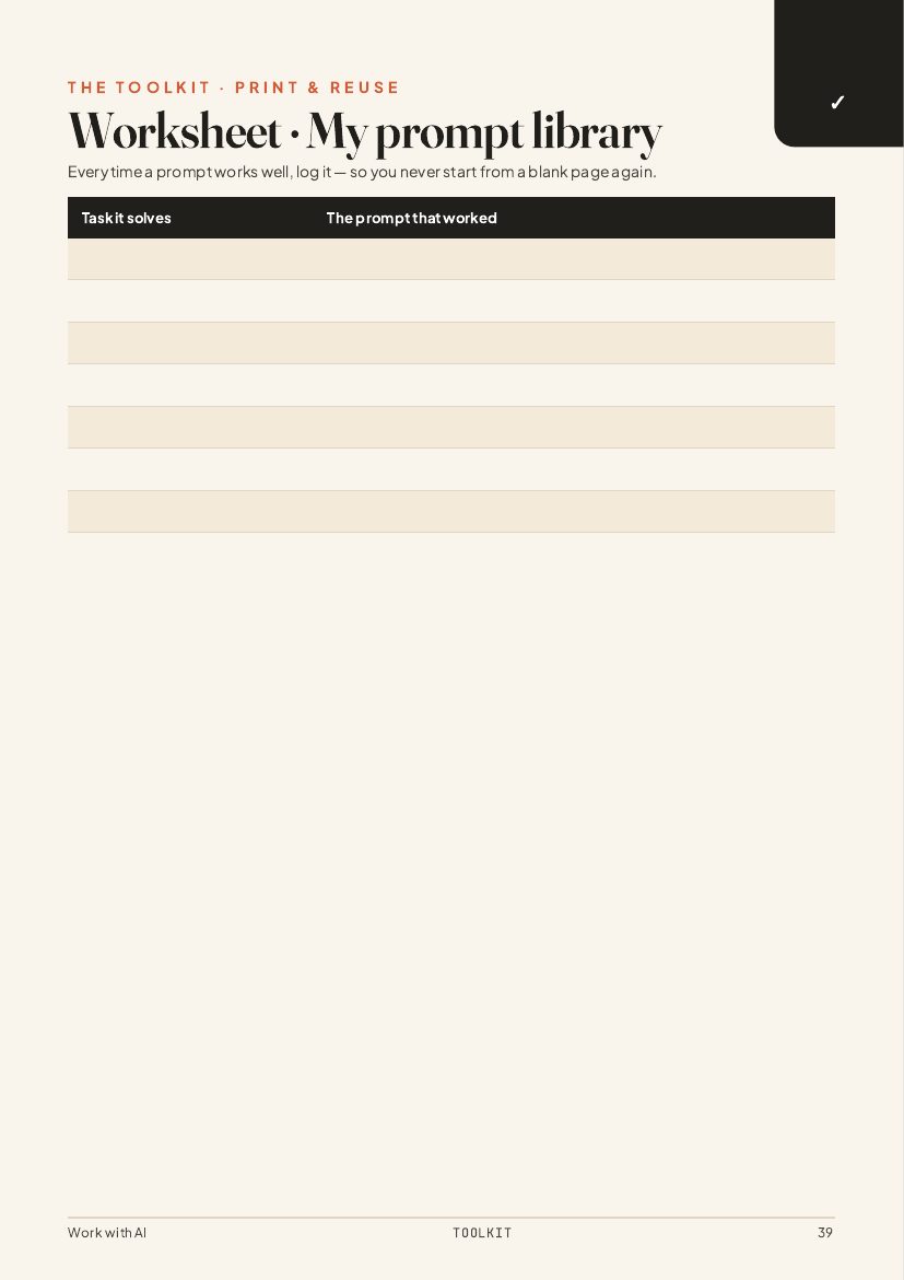 Printable worksheet: my prompt library